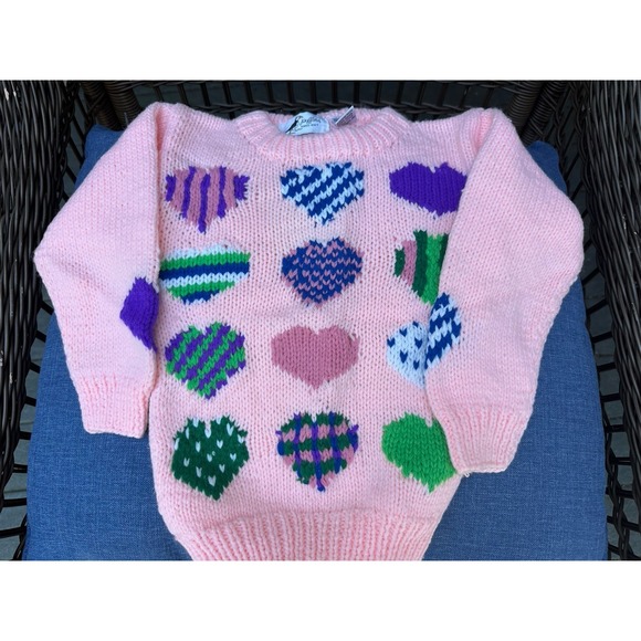 Puffin Other - Vintage Kids Puffins Hand Knit Heats Sweater Size 5 Great Shape